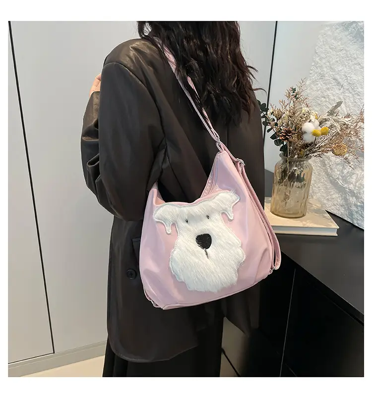 Brown Faux Fur Dog Handbag with Chain Strap — feature 16