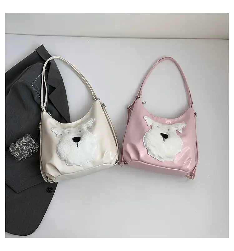 Brown Faux Fur Dog Handbag with Chain Strap — feature 31