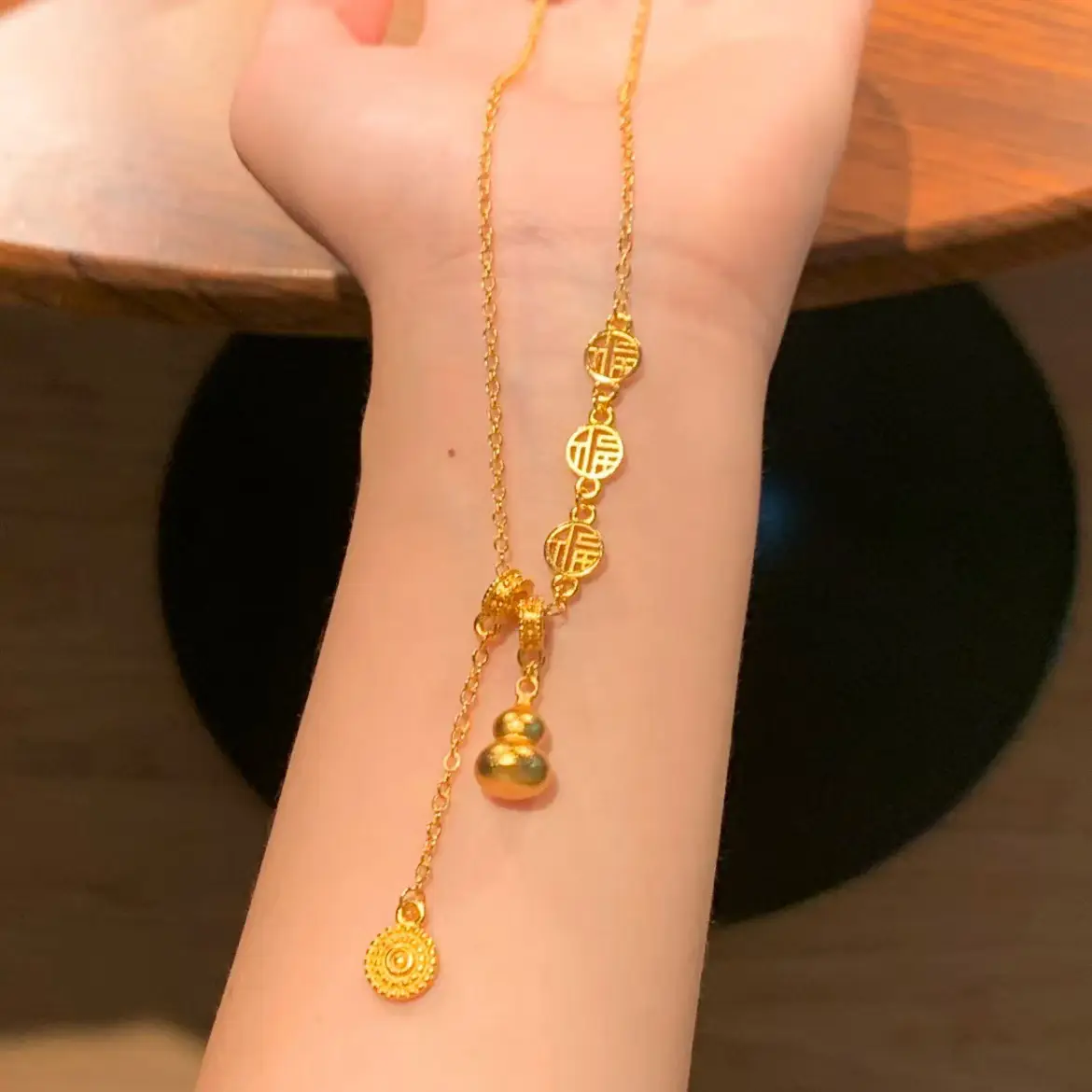 Gold Gourd Tassel Necklace for Women Wealth Fortune