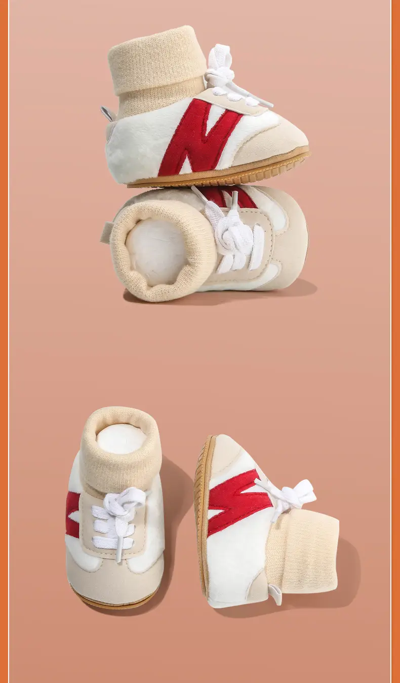 Winter Newborn Baby Shoes and Socks Infant Little Baby Cotton Shoes Autumn and Winter Newborn Shoes Warm fleece-lined Soft Sole Shoes — feature 22