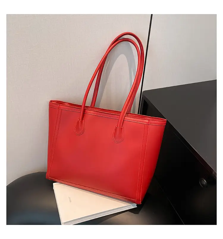 Retro Korean Style Textured Shoulder Tote Bag Brown — feature 25
