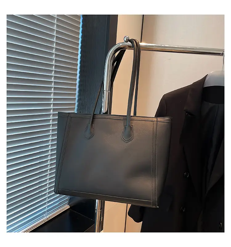 Retro Korean Style Textured Shoulder Tote Bag Brown — feature 28