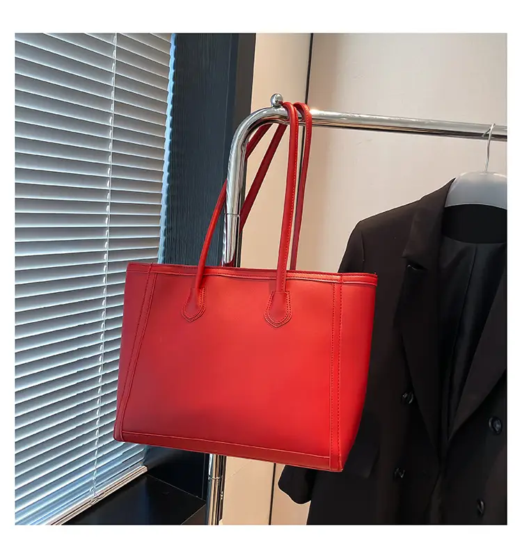Retro Korean Style Textured Shoulder Tote Bag Brown — feature 29