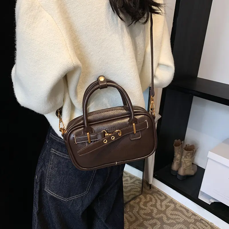 Small Carrying Bag for Office Women Brown Handheld Shoulder Crossbody - Image 10