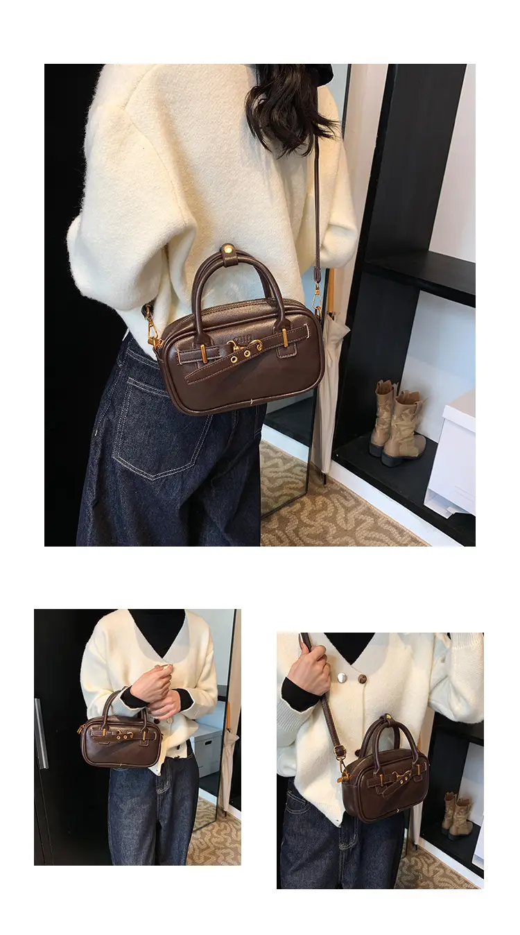 Small Carrying Bag for Office Women Brown Handheld Shoulder Crossbody — feature 11