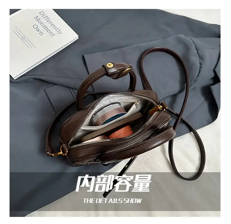 Small Carrying Bag for Office Women Brown Handheld Shoulder Crossbody — feature 13