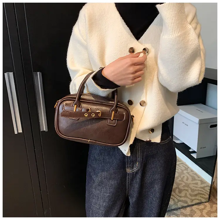 Small Carrying Bag for Office Women Brown Handheld Shoulder Crossbody — feature 21