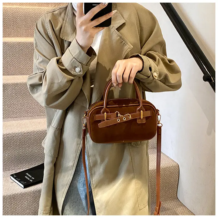 Small Carrying Bag for Office Women Brown Handheld Shoulder Crossbody — feature 30
