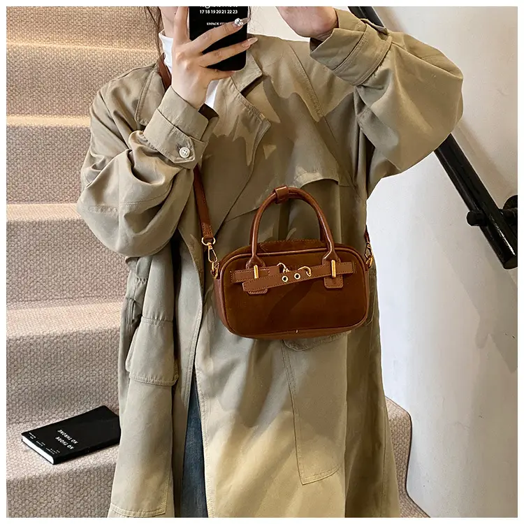 Small Carrying Bag for Office Women Brown Handheld Shoulder Crossbody — feature 32