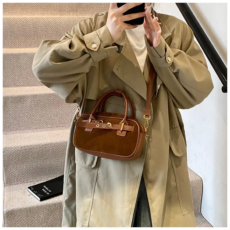 Small Carrying Bag for Office Women Brown Handheld Shoulder Crossbody — feature 33