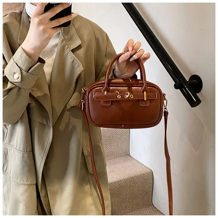 Small Carrying Bag for Office Women Brown Handheld Shoulder Crossbody — feature 34