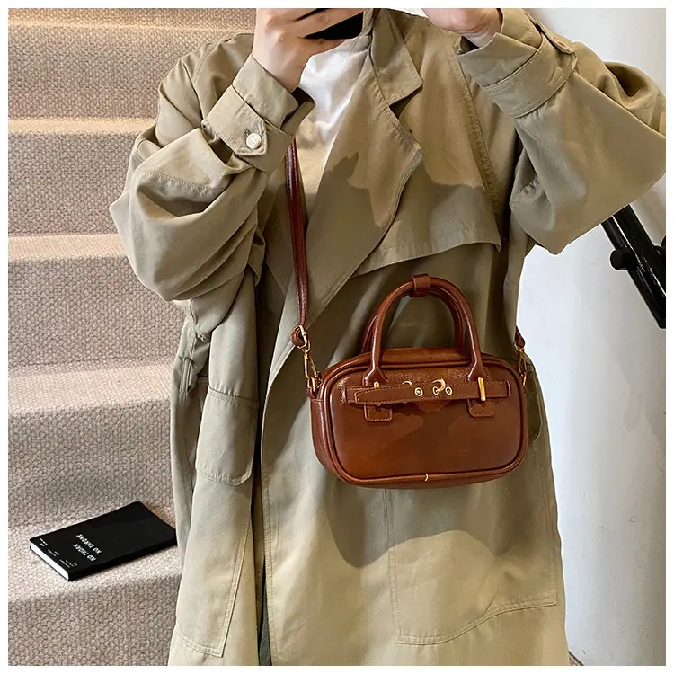 Small Carrying Bag for Office Women Brown Handheld Shoulder Crossbody — feature 35