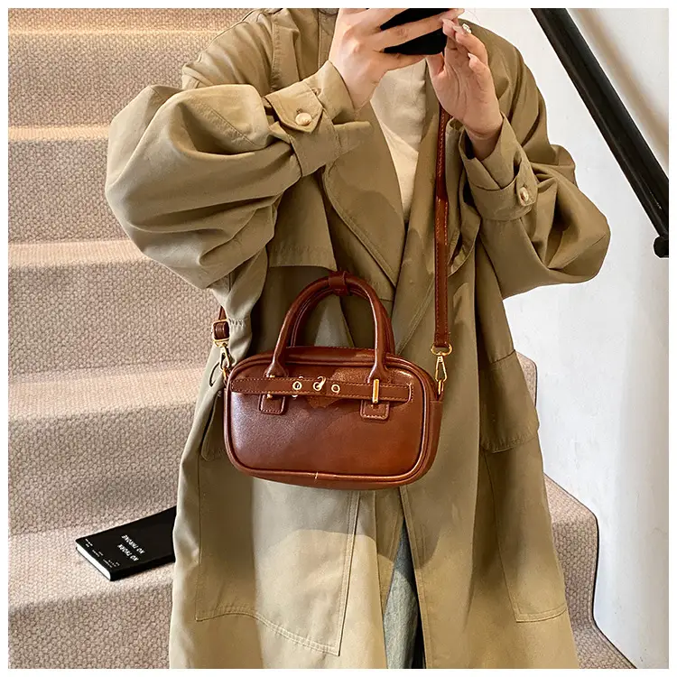 Small Carrying Bag for Office Women Brown Handheld Shoulder Crossbody — feature 36