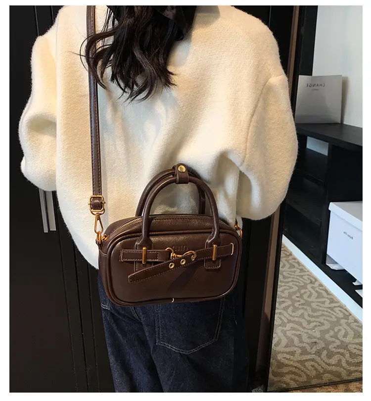 Small Carrying Bag for Office Women Brown Handheld Shoulder Crossbody — feature 4