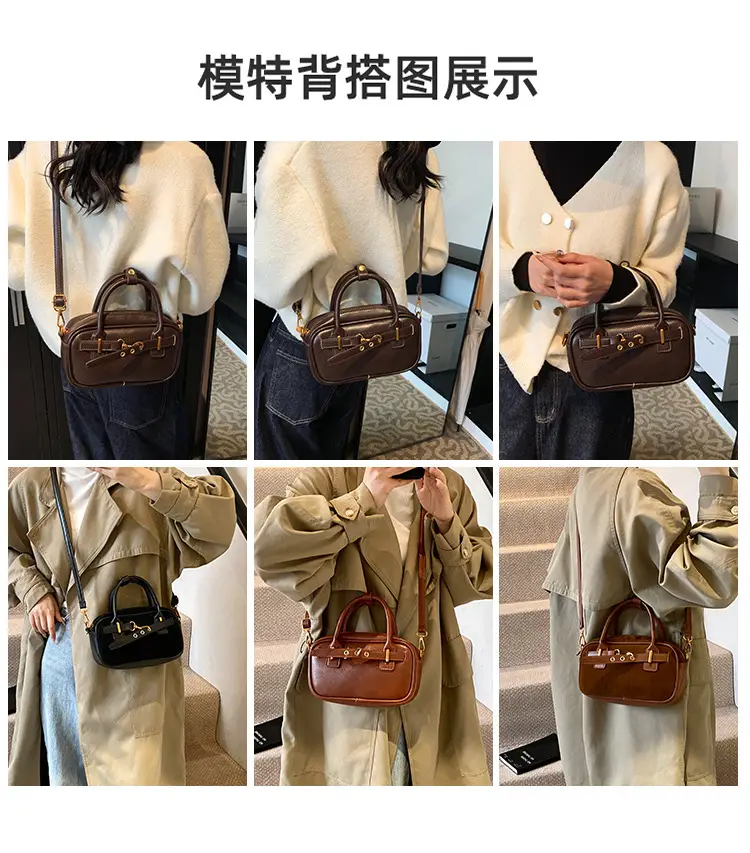 Small Carrying Bag for Office Women Brown Handheld Shoulder Crossbody — feature 5