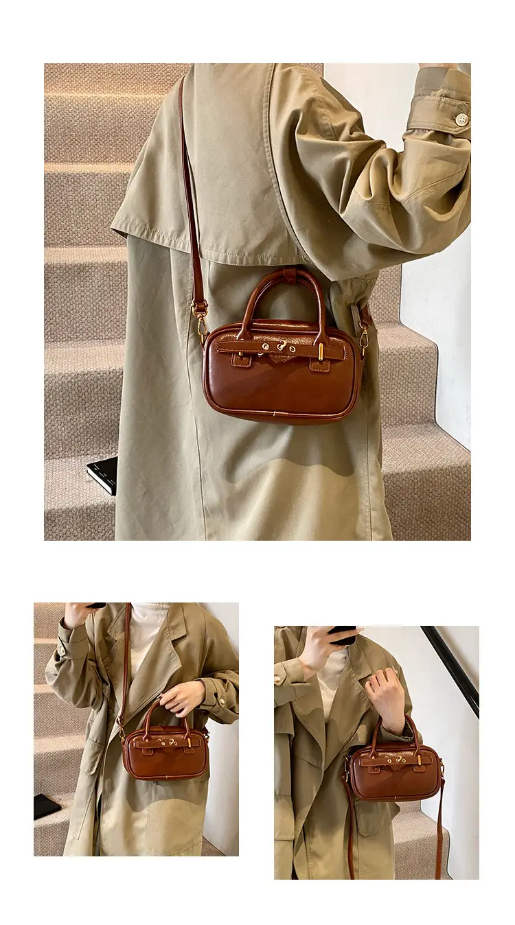 Small Carrying Bag for Office Women Brown Handheld Shoulder Crossbody — feature 6
