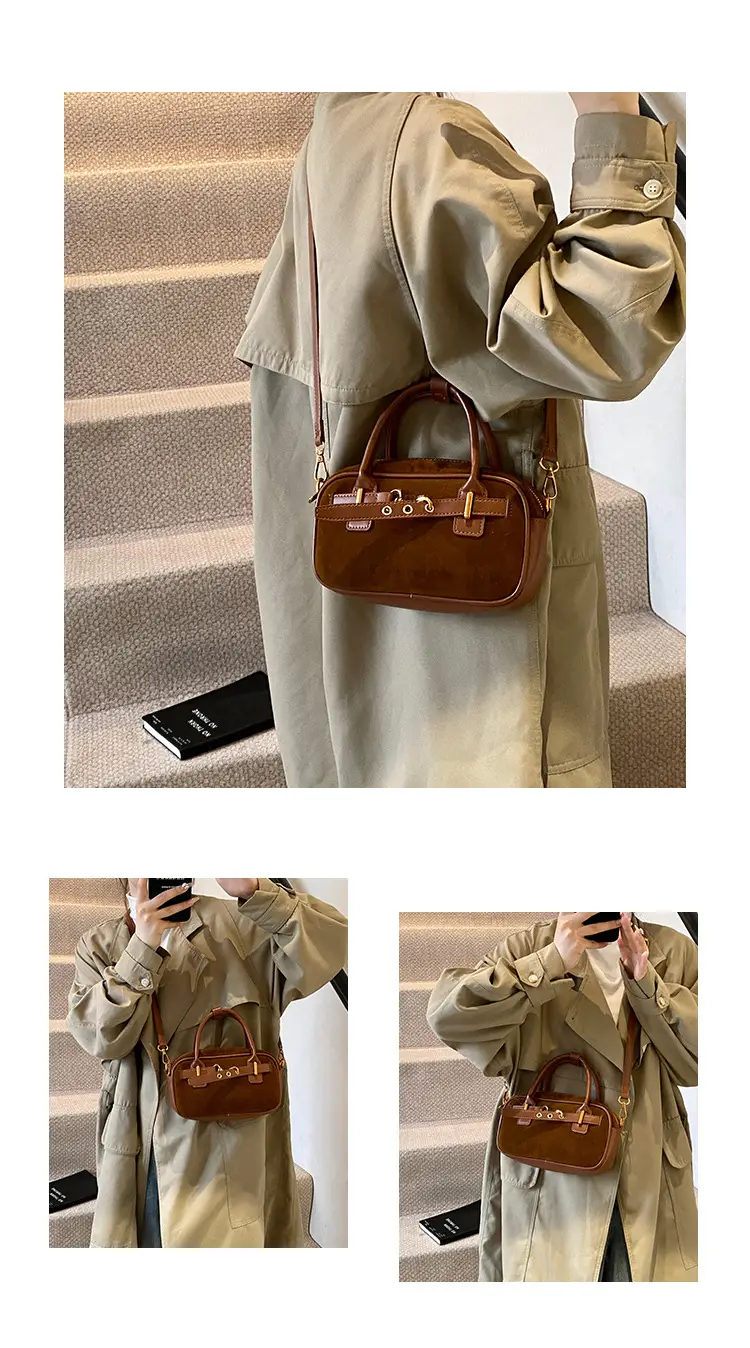 Small Carrying Bag for Office Women Brown Handheld Shoulder Crossbody — feature 7