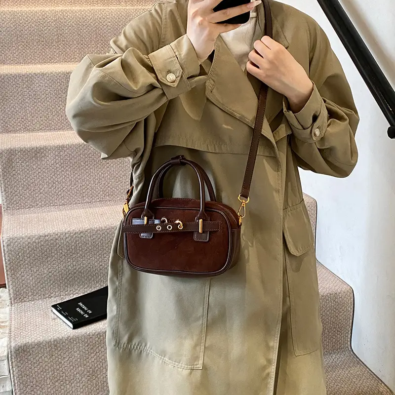 Small Carrying Bag for Office Women Brown Handheld Shoulder Crossbody - Image 6