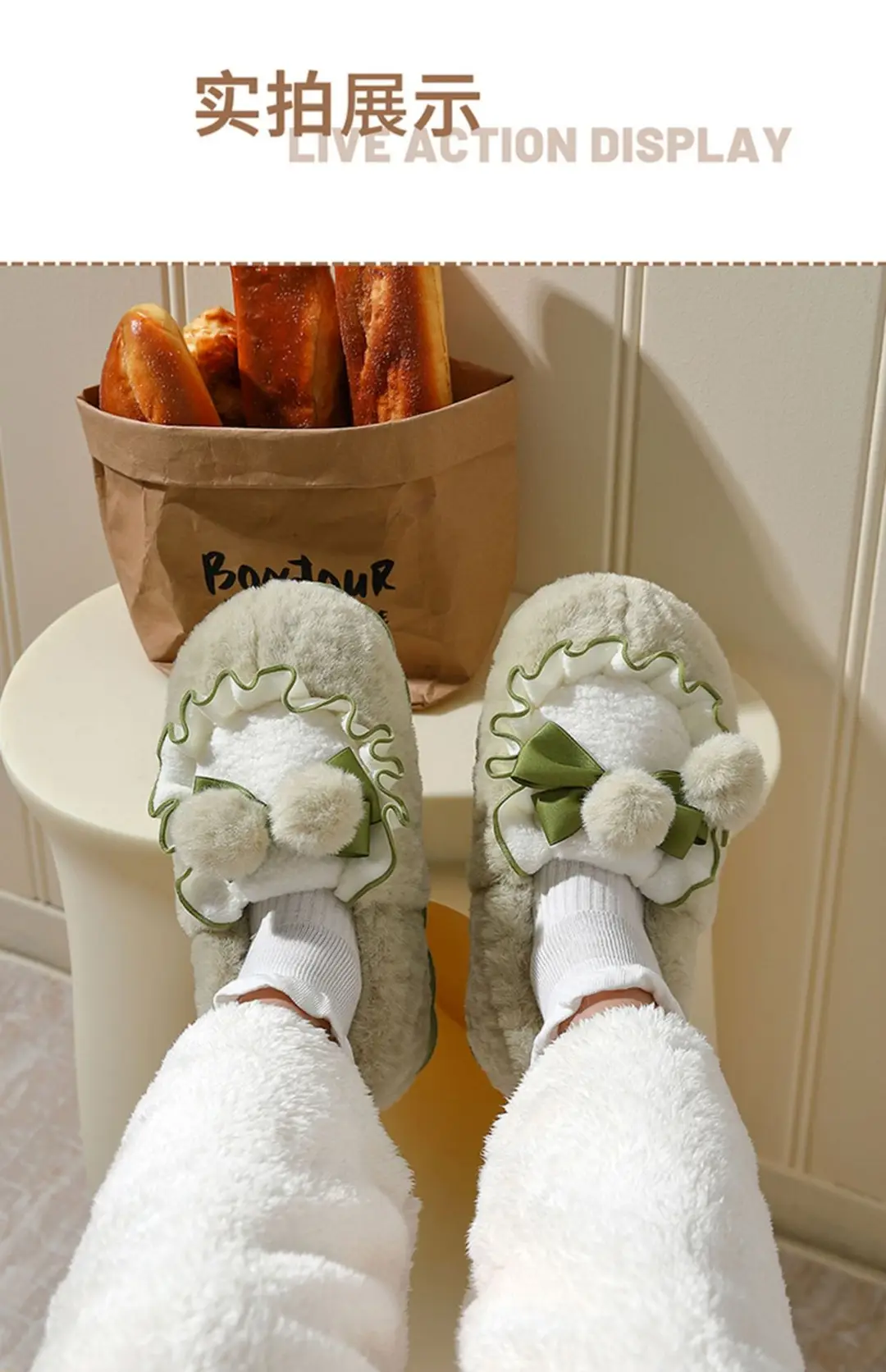Cotton slippers women's autumn and winter indoor home non-slip fleece-lined warm moon shoes bag heel wool plush cotton shoes women's — feature 12