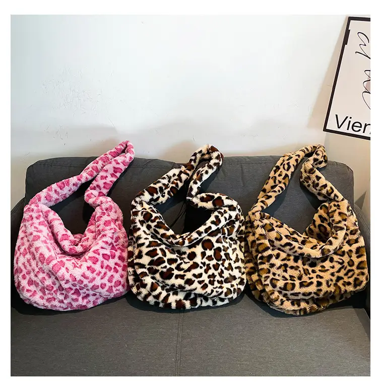 Winter Plush Leopard Print Shoulder Bag — feature 17