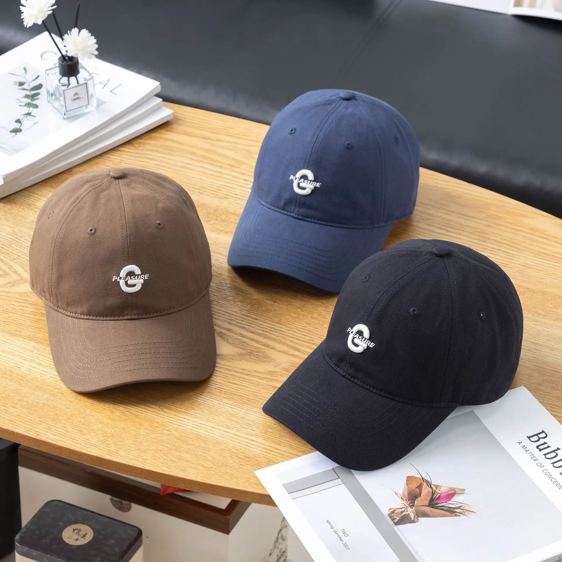 Men Brown Embroidered Baseball Cap Oversized - Image 10
