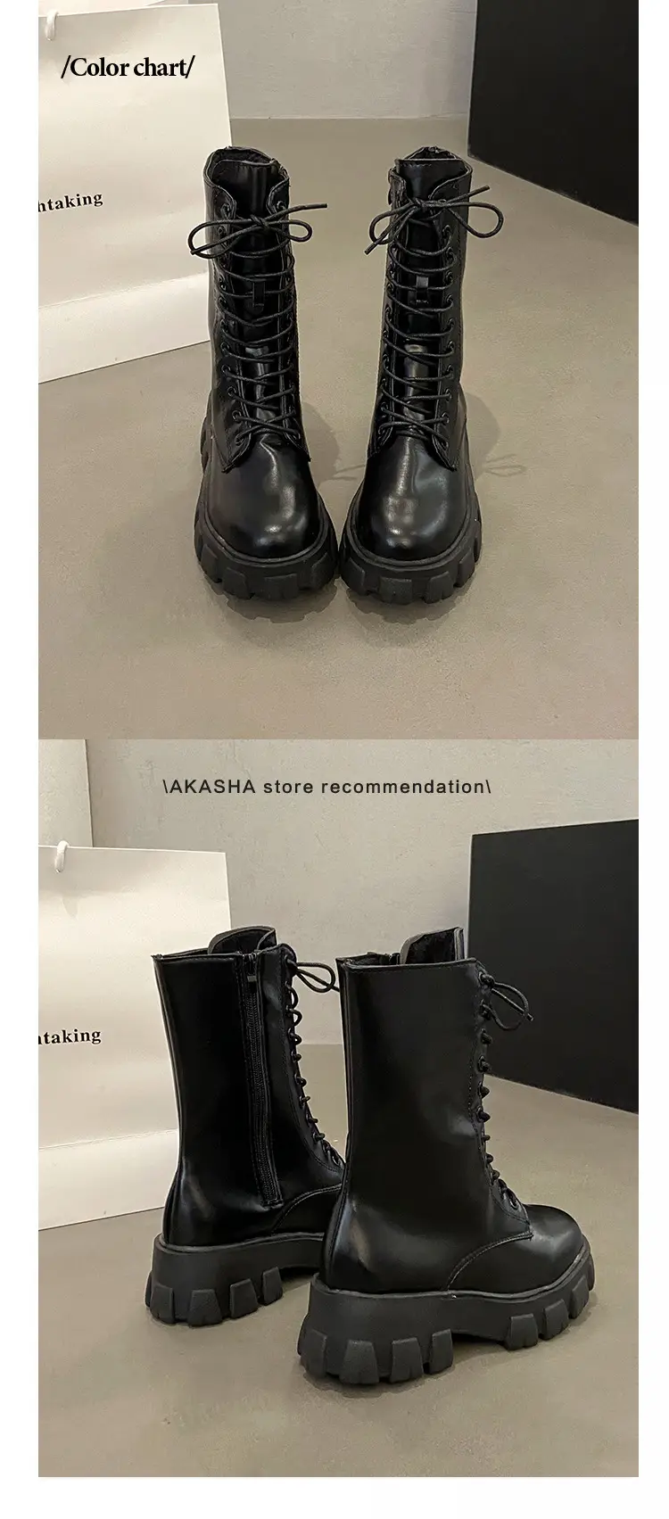 Small Height Increasing Martin Boots British Style High-top Women's Shoes 2024 Spring and Autumn Thick Single Boots White Middle Boots — feature 14