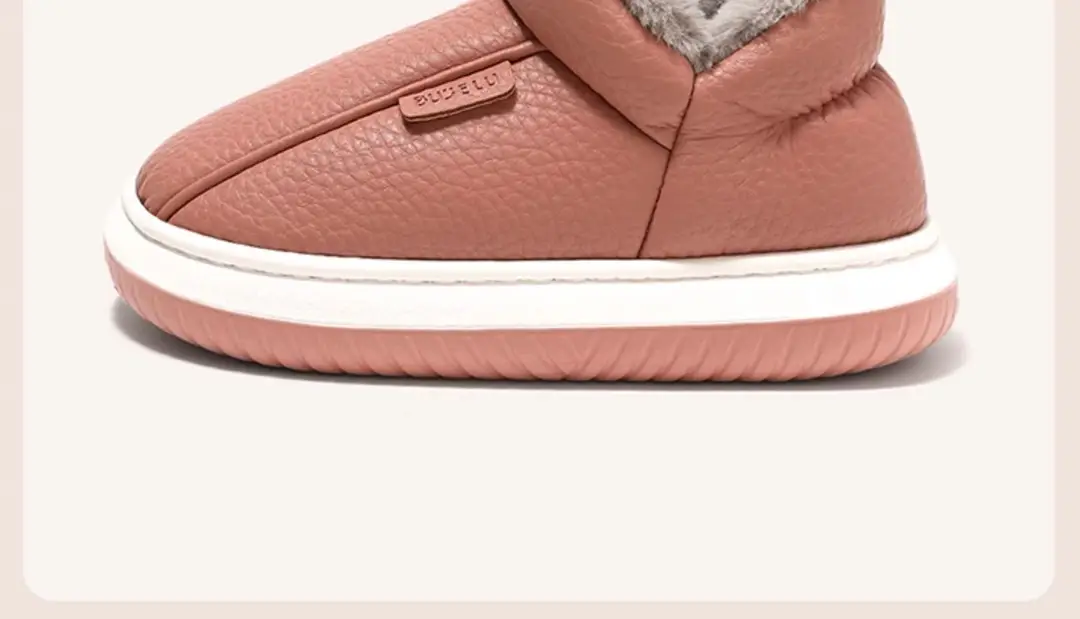 Waterproof Cotton Slippers Women's Winter 2024 New Home Indoor Thick Bottom fleece-lined Warm PU High-top Cotton Shoes for Men — feature 23