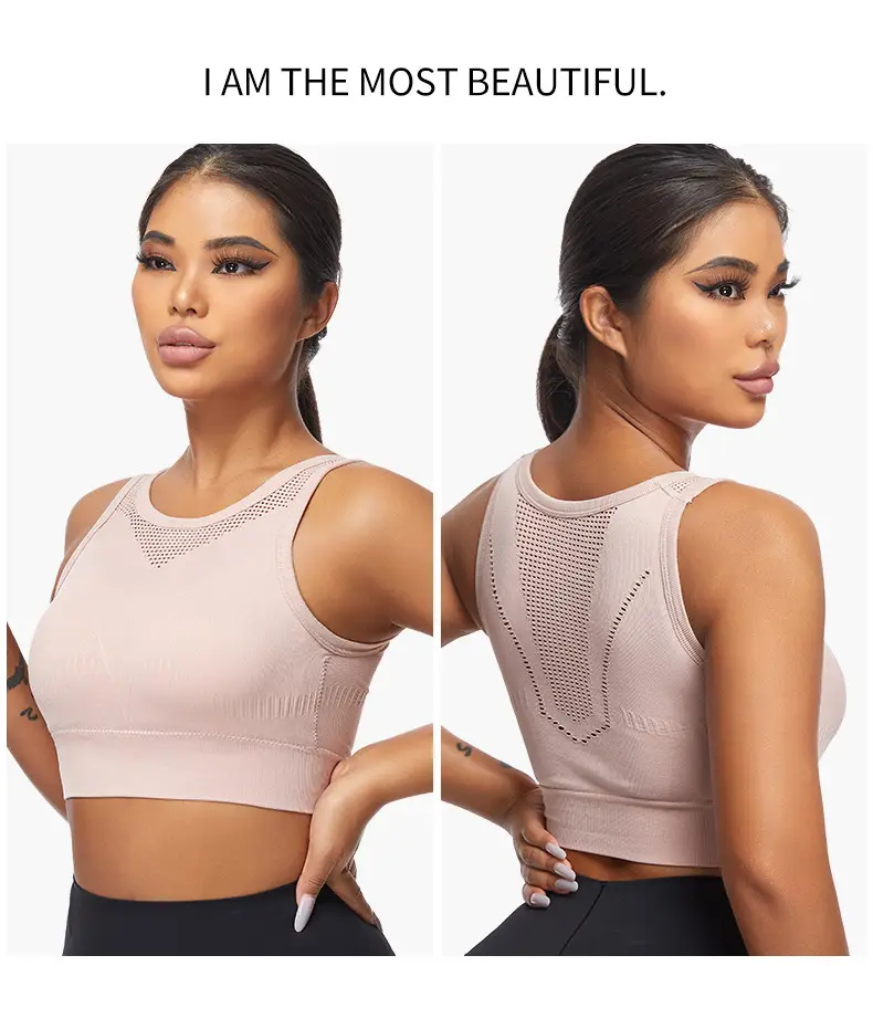 Women Push-Up Sports Bra Yellow Hollow Back — feature 14