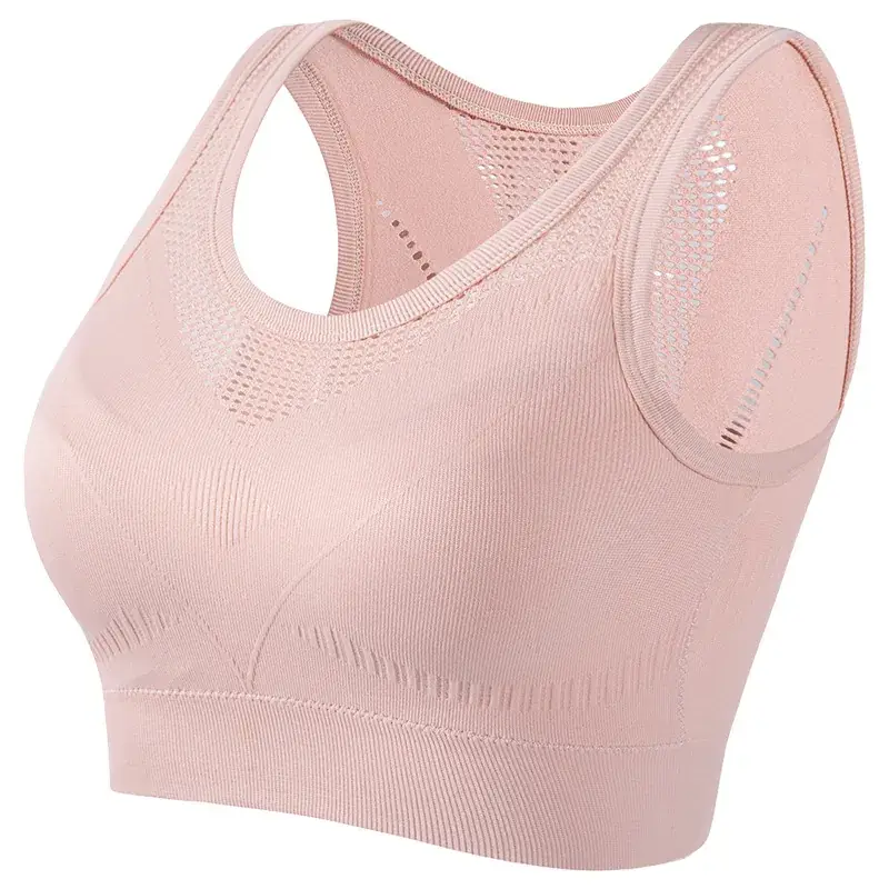 Women Push-Up Sports Bra Yellow Hollow Back - Image 4