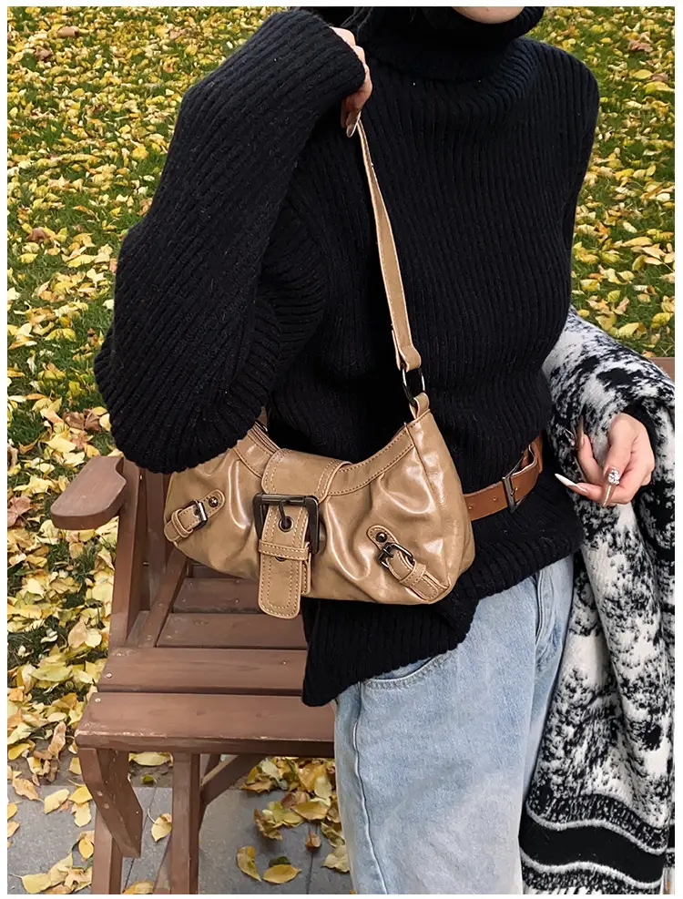 Green Women's Shoulder Bag with Belt Buckle — feature 15