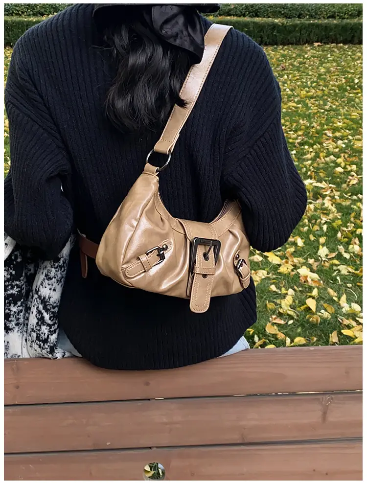 Green Women's Shoulder Bag with Belt Buckle — feature 16