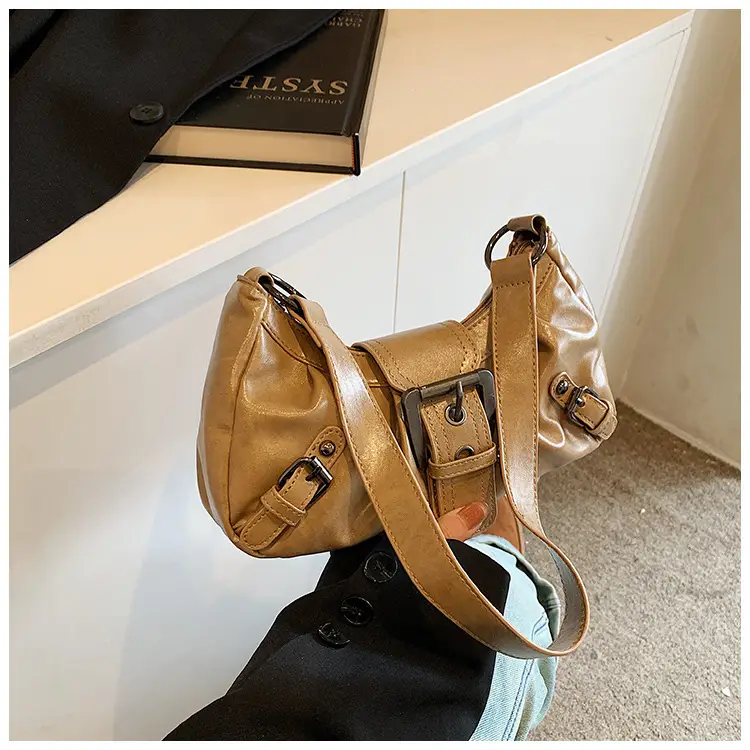 Green Women's Shoulder Bag with Belt Buckle — feature 18