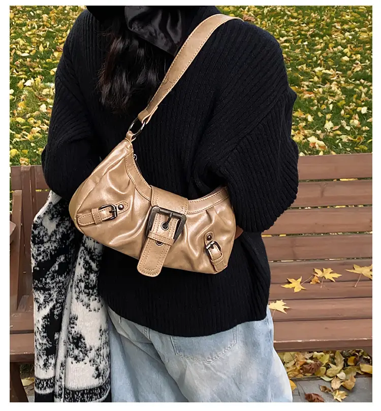 Green Women's Shoulder Bag with Belt Buckle — feature 2