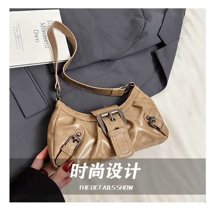Green Women's Shoulder Bag with Belt Buckle — feature 6