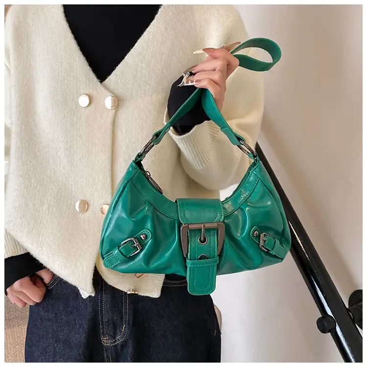 Green Women's Shoulder Bag with Belt Buckle — feature 8