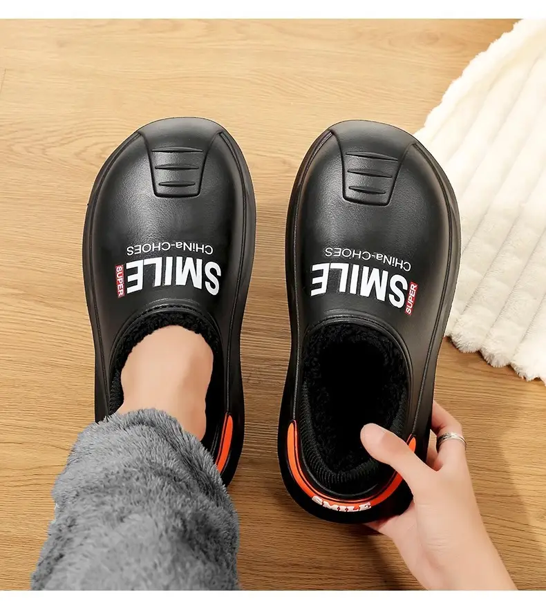 2024 New Cotton Slippers Men's Winter Coldproof Warm Cotton Shoes Going Out and Driving Waterproof Anti-Slip Bag Heel Large Size Cotton Slippers — feature 10