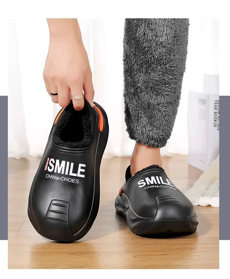 2024 New Cotton Slippers Men's Winter Coldproof Warm Cotton Shoes Going Out and Driving Waterproof Anti-Slip Bag Heel Large Size Cotton Slippers — feature 11