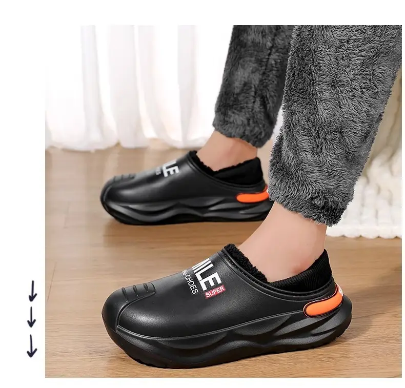 2024 New Cotton Slippers Men's Winter Coldproof Warm Cotton Shoes Going Out and Driving Waterproof Anti-Slip Bag Heel Large Size Cotton Slippers — feature 12