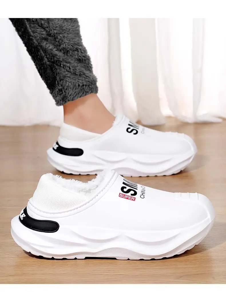 2024 New Cotton Slippers Men's Winter Coldproof Warm Cotton Shoes Going Out and Driving Waterproof Anti-Slip Bag Heel Large Size Cotton Slippers — feature 13