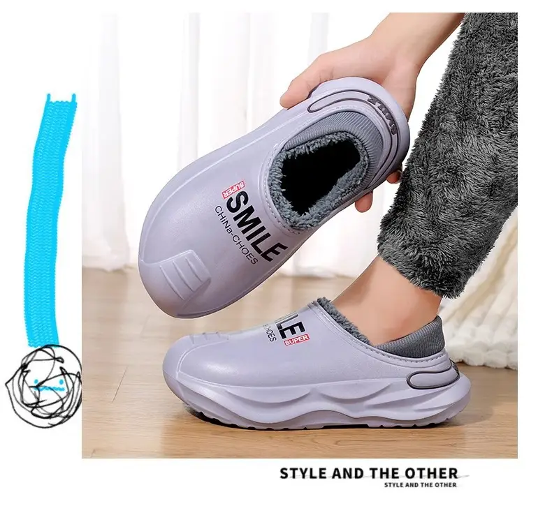 2024 New Cotton Slippers Men's Winter Coldproof Warm Cotton Shoes Going Out and Driving Waterproof Anti-Slip Bag Heel Large Size Cotton Slippers — feature 16