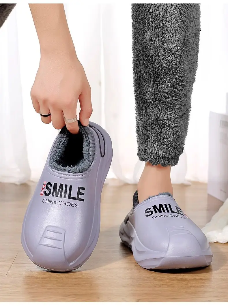 2024 New Cotton Slippers Men's Winter Coldproof Warm Cotton Shoes Going Out and Driving Waterproof Anti-Slip Bag Heel Large Size Cotton Slippers — feature 17
