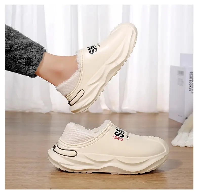 2024 New Cotton Slippers Men's Winter Coldproof Warm Cotton Shoes Going Out and Driving Waterproof Anti-Slip Bag Heel Large Size Cotton Slippers — feature 18
