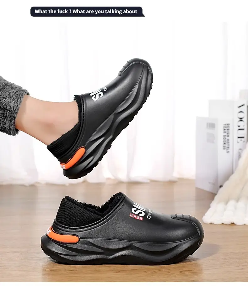 2024 New Cotton Slippers Men's Winter Coldproof Warm Cotton Shoes Going Out and Driving Waterproof Anti-Slip Bag Heel Large Size Cotton Slippers — feature 2