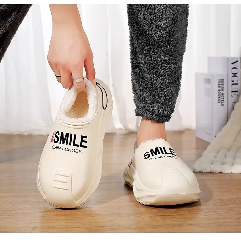 2024 New Cotton Slippers Men's Winter Coldproof Warm Cotton Shoes Going Out and Driving Waterproof Anti-Slip Bag Heel Large Size Cotton Slippers — feature 20