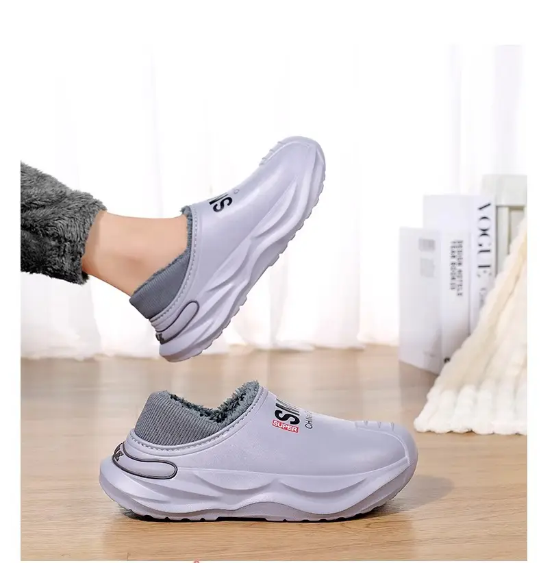 2024 New Cotton Slippers Men's Winter Coldproof Warm Cotton Shoes Going Out and Driving Waterproof Anti-Slip Bag Heel Large Size Cotton Slippers — feature 7