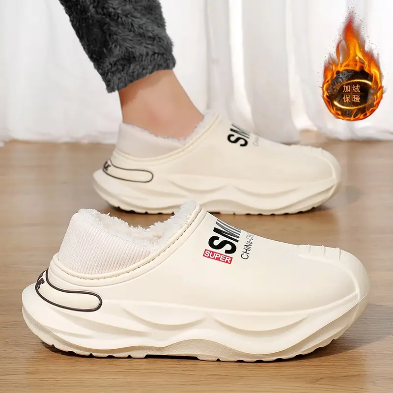 2024 New Cotton Slippers Men's Winter Coldproof Warm Cotton Shoes Going Out and Driving Waterproof Anti-Slip Bag Heel Large Size Cotton Slippers - Image 2