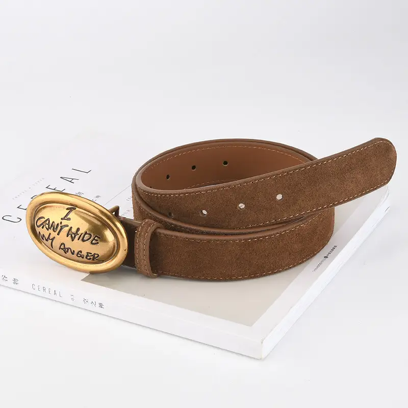 Trendy Women's Frosted Leather Belt with Gold Buckle - Image 17