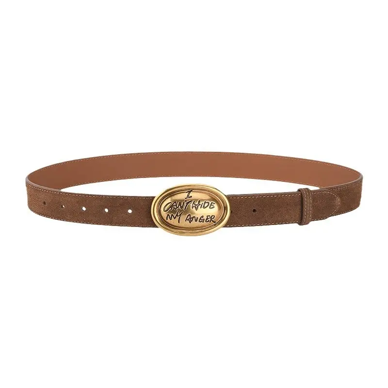 Trendy Women's Frosted Leather Belt with Gold Buckle - Image 19