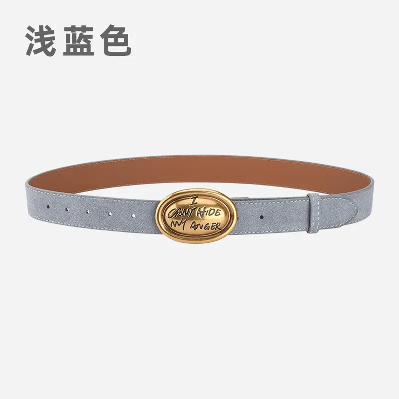 Trendy Women's Frosted Leather Belt with Gold Buckle - Image 10