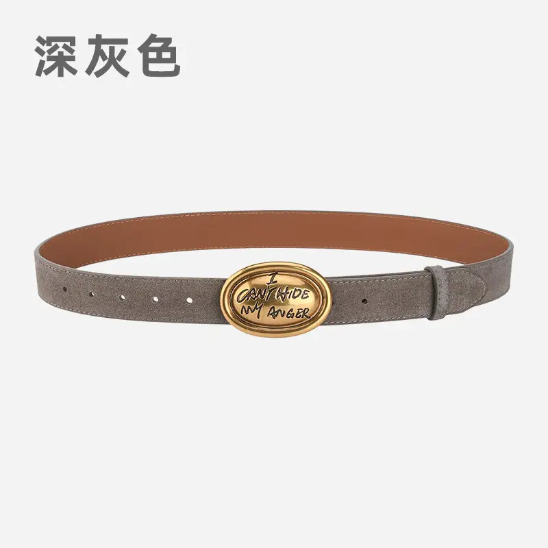 Trendy Women's Frosted Leather Belt with Gold Buckle - Image 11